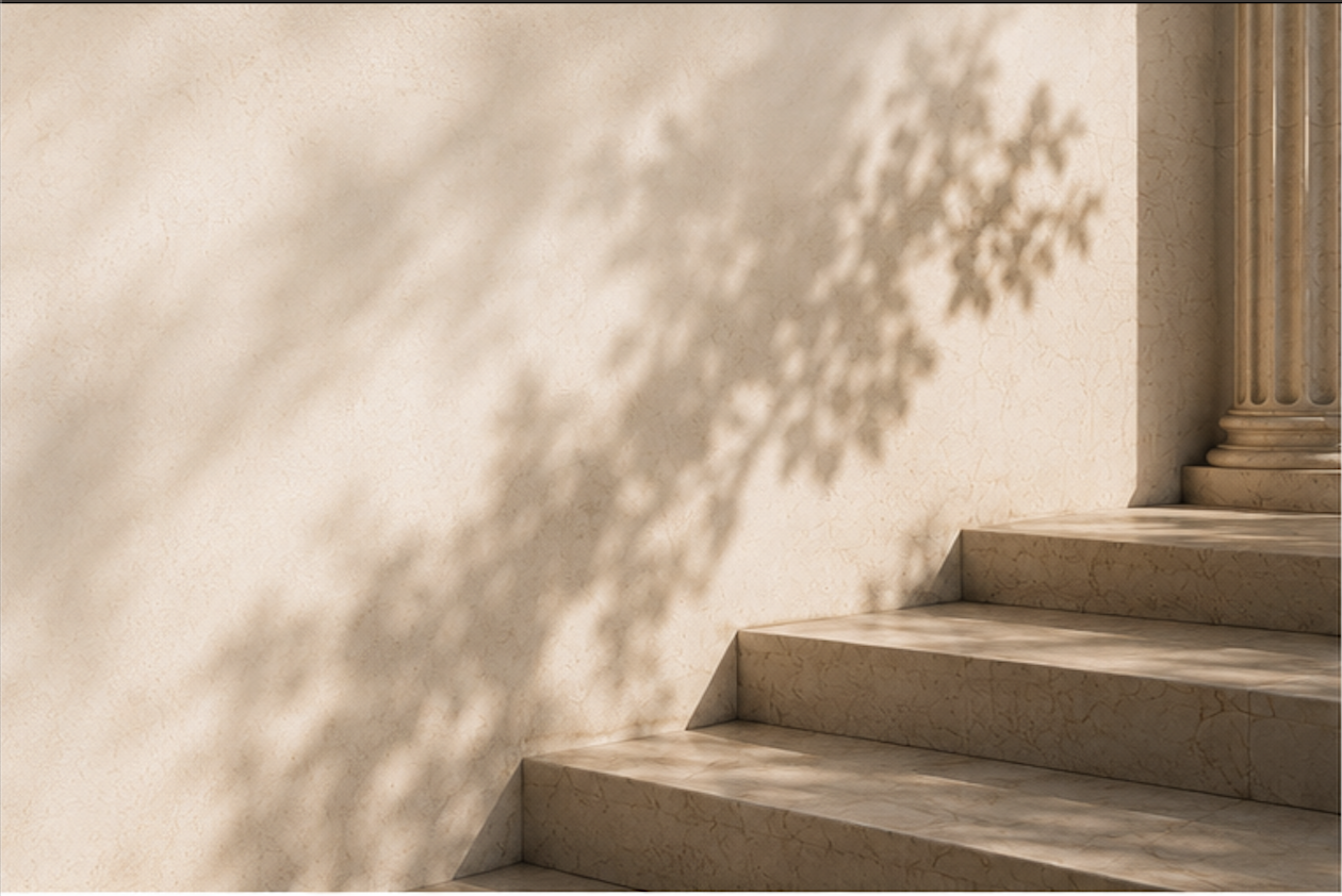 Sunlit classical colonnade